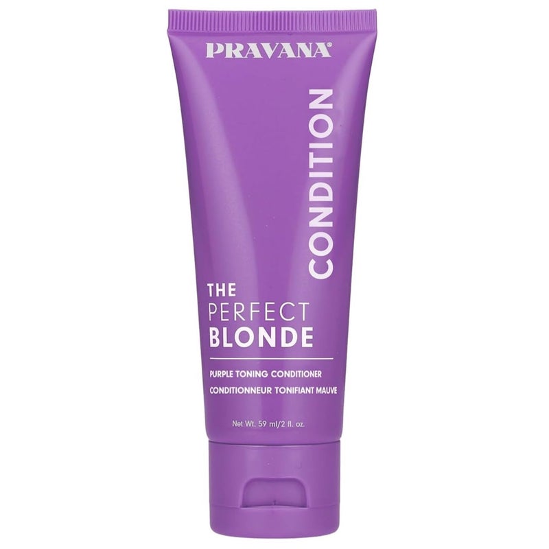 Pravana The Perfect Blonde Purple Toning Conditioner | Neutralizes Brassy, Yellow Tones | For Color-Treated Hair | Adds Strength, Shine, Elasticity | 2 Fl Oz - Image 1